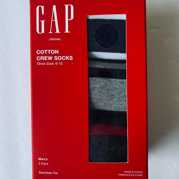 GAP Men's 3 Pair Crew Socks NIB - Picture 1 of 4